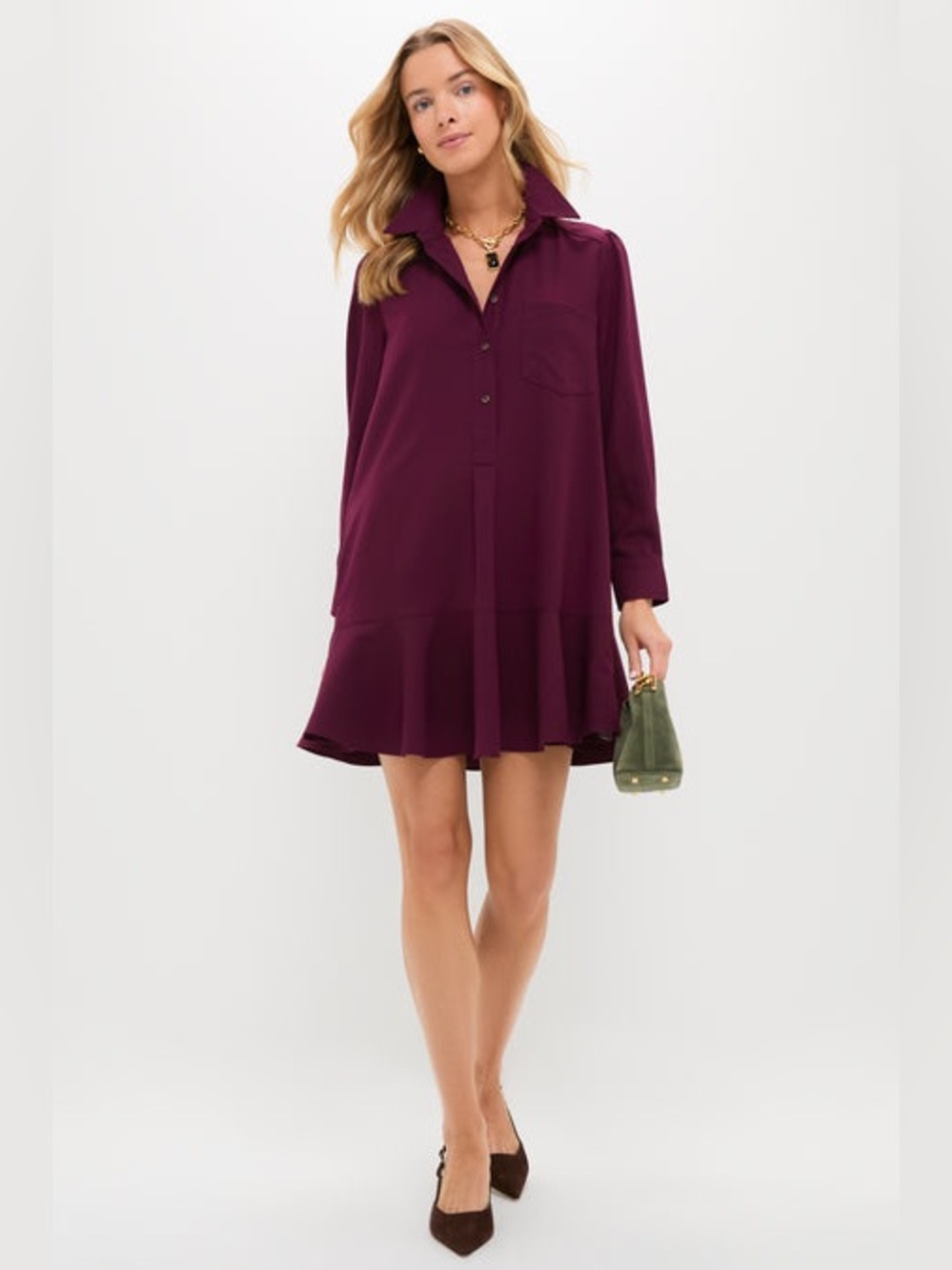 Tuckernuck Callahan Shirt Dress Winetasting Crepe Button Front XS